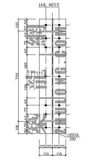 钢结构螺栓连接设计资料下载-钢结构连接板螺栓孔排布详图
