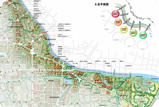 [天津]双城结构城市总体规划设计方案-总平面图