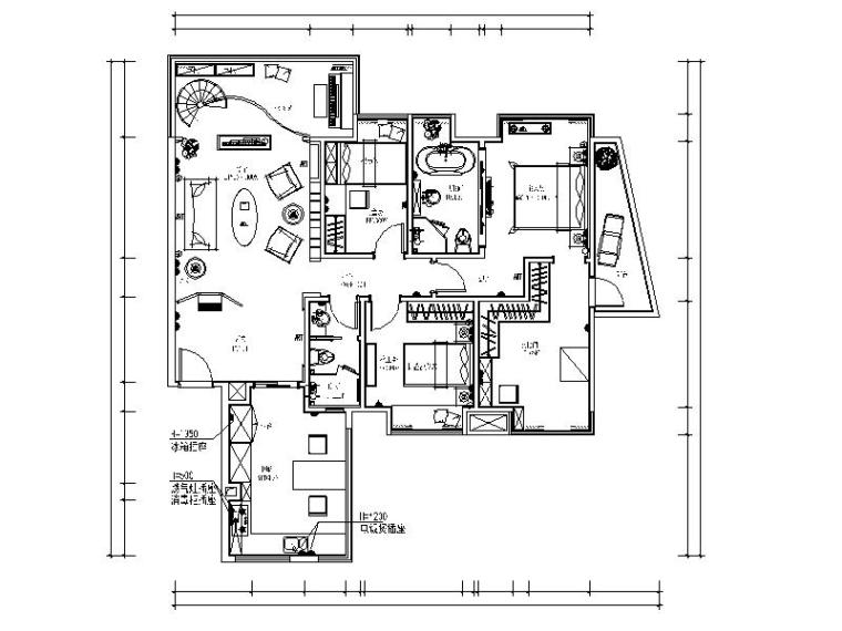 2层小型别墅施工图图资料下载-[广州]温馨舒适小型别墅室内设计CAD施工图（含效果图、材料表）
