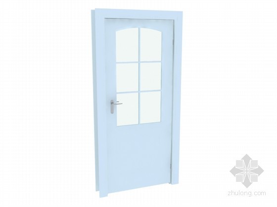 住宅入户门厅设计资料下载-白色入户门3D模型下载