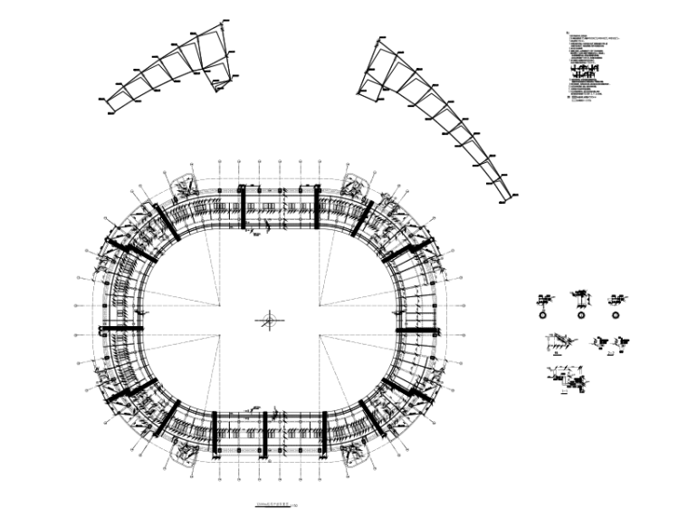 6层框剪结构特大型体育馆建筑结构施工图-12.000m结构平面布置图