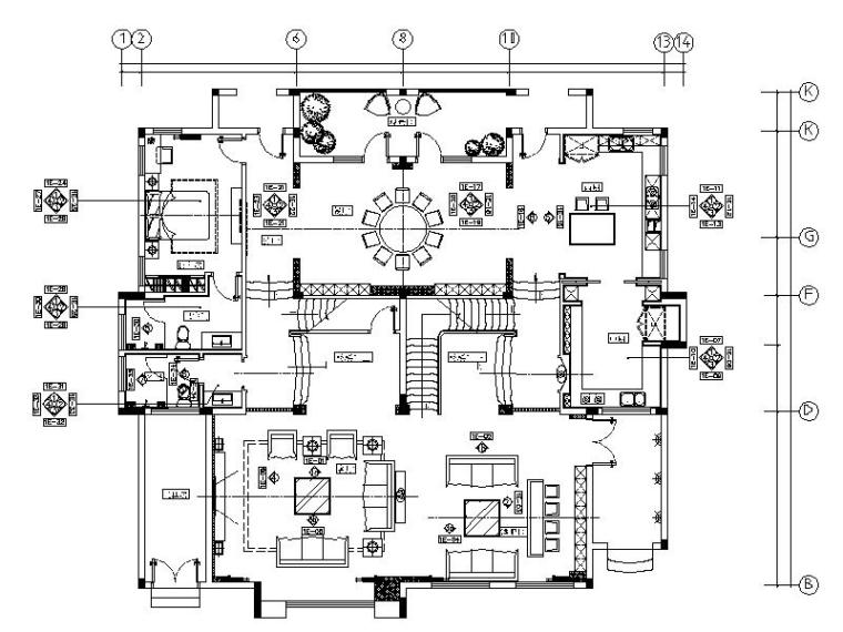 奢华别墅设计效果图资料下载-[长沙]一套超完整的奢华别墅设计施工图（含效果图）