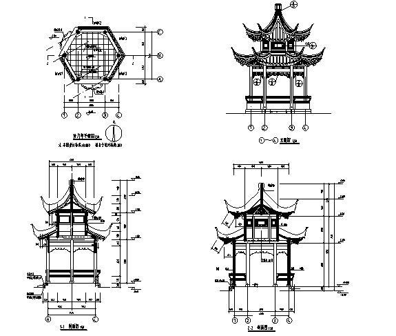 [江苏]古典新中式居住区全套景观CAD施工图（赠送水电施工图）-景观亭平面详图