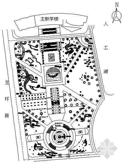 学校广场规划资料下载-某学校教学楼后广场绿化总规划图