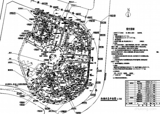 建筑给排水简单平面图资料下载-江苏某小区给排水总平面图
