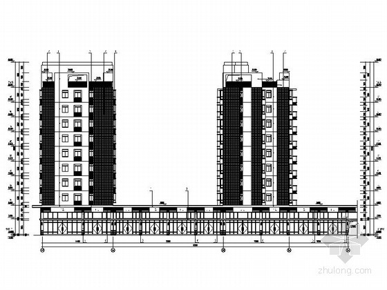 某九层住宅综合楼建筑施工图-立面