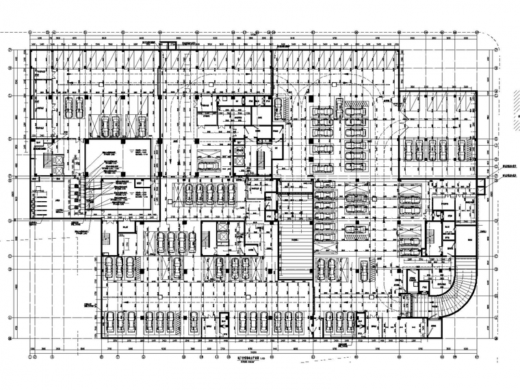 [温州]大型图书馆及地下室给排水消防施工图（一体化泵站系统）-地下室喷淋给水平面图