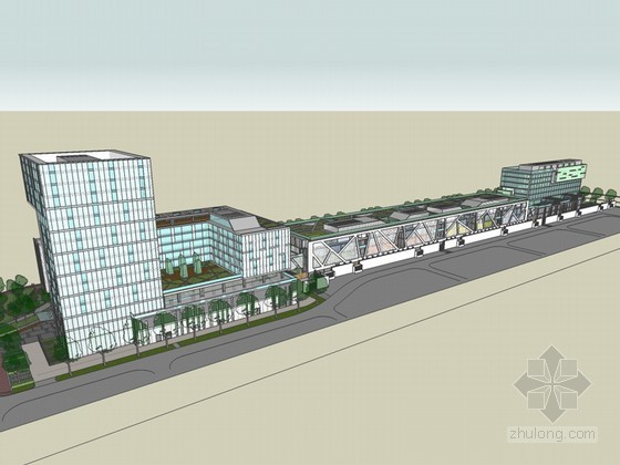 临街建筑景观设计资料下载-临街建筑SketchUp模型下载