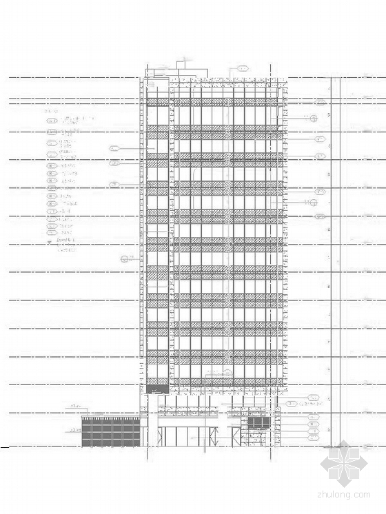 [上海]城市核心区地块高层商业建筑设计施工图（知名设计院 立面设计新颖）-城市核心区地块高层商业建筑立面图