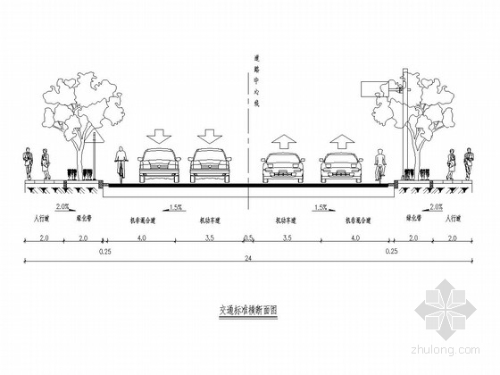 [浙江]城市次干道道路交通安全设施工程施工图设计22张-交通标准断面图 