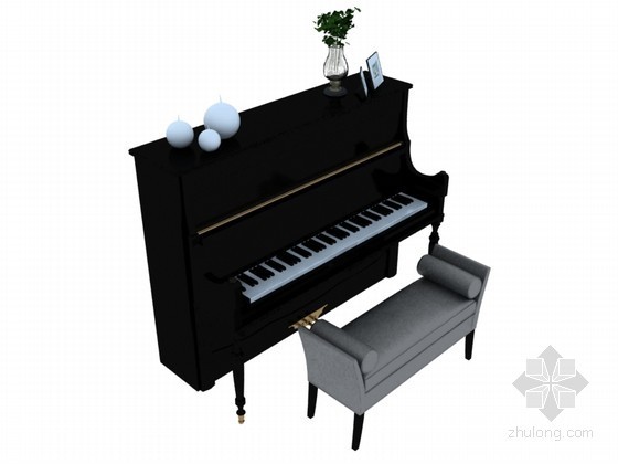玩具火车3d模型资料下载-现代钢琴3D模型下载