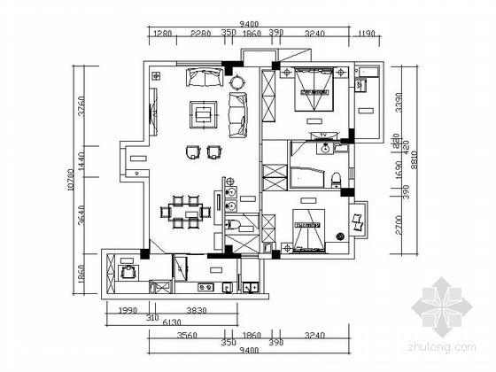 两居室暖色调装修实景图资料下载-古典风格两居室装修施工图（含实景图）