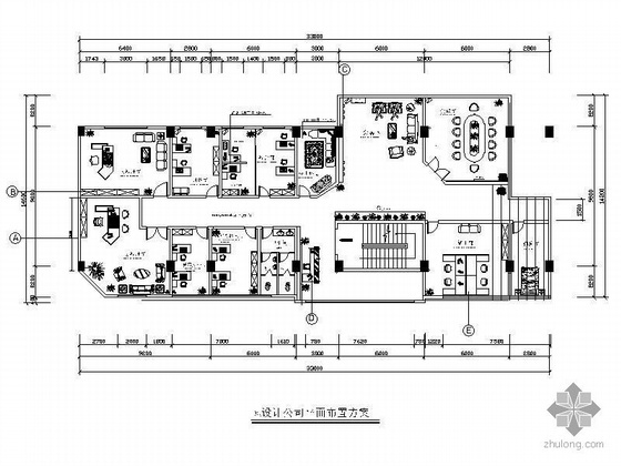 设计公司办公空间平面图资料下载-某设计公司办公空间装修图