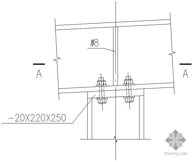 梁柱连接节点构造资料下载-某250X220屋面梁柱连接节点构造详图