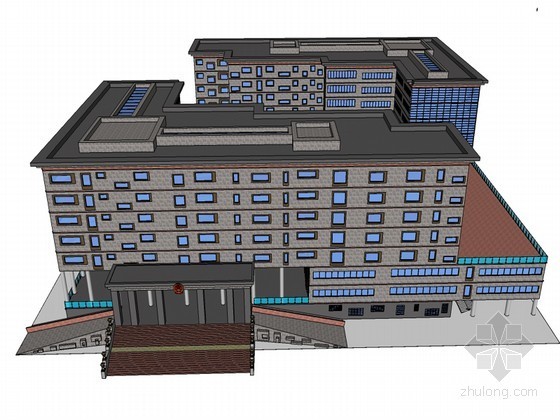 人民政府办公大楼资料下载-政府办公大楼SketchUp模型下载