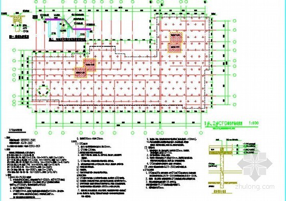 cfg桩接桩方案资料下载-某商务中心复合地基CFG桩平面布置图