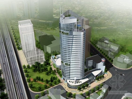 办公组合CAD资料下载-[上海]27层玻璃幕墙办公楼建筑设计方案文本（含cad ppt）