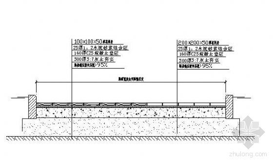 路牙石做法cad资料下载-车行道剖面道牙大样图