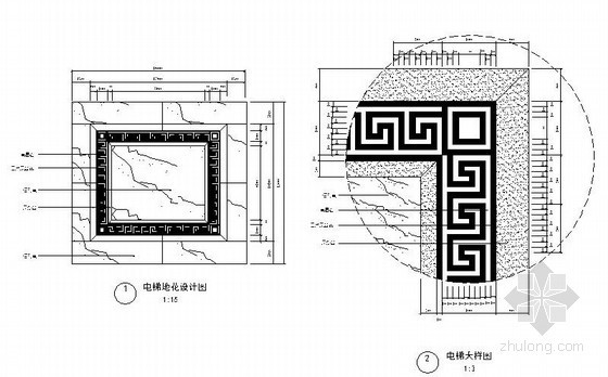 某高档花园小区入户大堂电梯间施工图- 