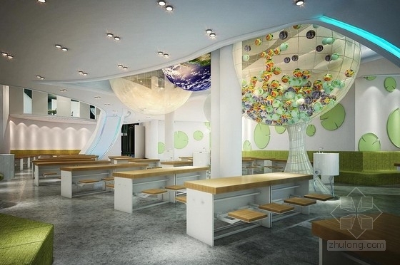 [重庆]国家旅游区现代风格科技餐厅设计装修方案图快餐厅效果图 