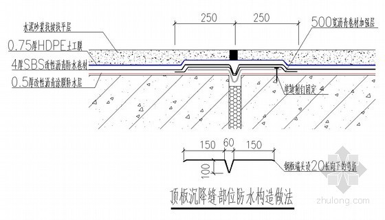 沉降缝管道伸缩节资料下载-顶板沉降缝防水构造做法
