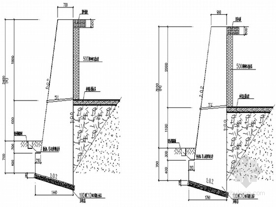 建筑高边坡支护设计资料下载-某高边坡支护挡土墙结构及桩锚支护设计详图