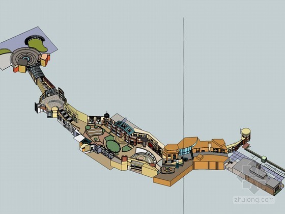 滨江步行街平面图资料下载-商业步行街SketchUp模型下载