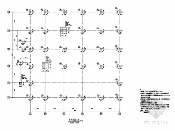 [上海]二层框架结构生产车间结构施工图-柱平法施工图 