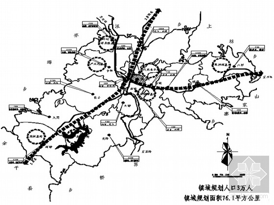 镇区新区总体规划资料下载-[万年县]某区域总体规划CAD方案（2001－2020）