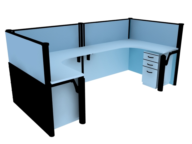 办公隔断办公桌资料下载-简单办公桌3D模型下载