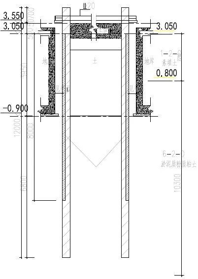 [工法]悬臂钢板桩对拉体系基坑支护施工工法_7