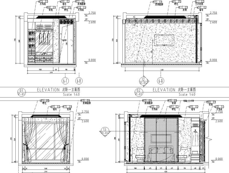 [广东]河源宝晟地产四期宝格丽公馆室内施工图设计（包含CAD+JPG）-西沃立面图