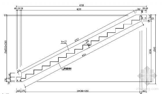 直跑钢结构楼梯设计图资料下载-两跑钢结构楼梯详图(二)