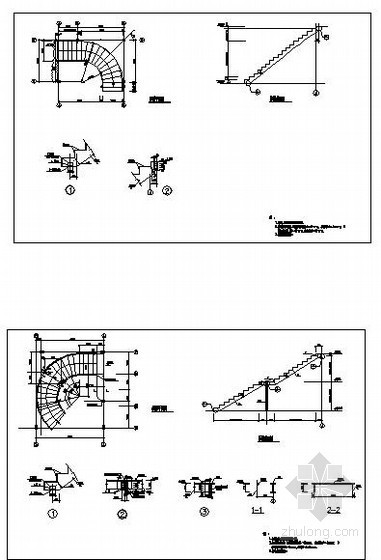 别墅图纸旋转楼梯资料下载-某旋转楼梯节点构造详图