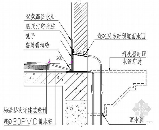 单臂雨水口资料下载-屋面雨水口做法详图