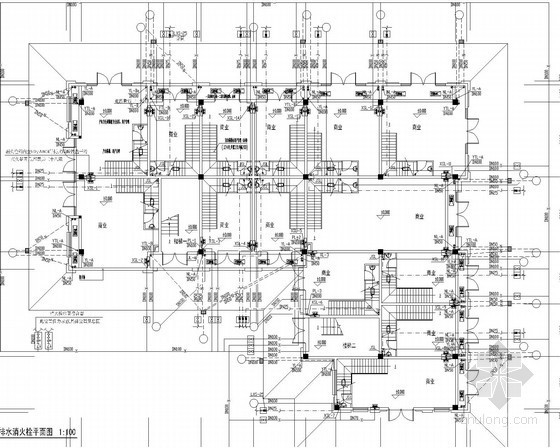 [安徽]高层商用住宅建筑水暖施工图-给排水消火栓平面 