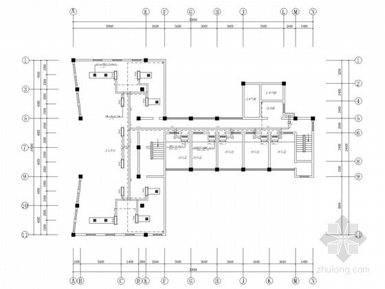 [湖南]行政大院办公及宿舍楼空调系统设计施工图（含空调配电）-空调平面布置图 