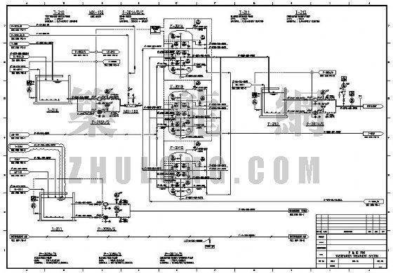 污水处理厂处理流程图资料下载-某汽车污水处理厂（部分）污水处理流程图