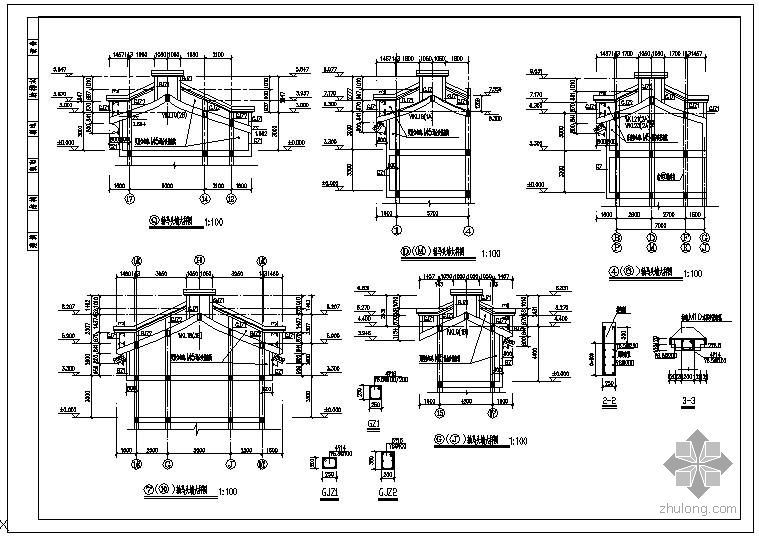 徽派建筑马头墙CAD图资料下载-某马头墙结构施工大样节点构造详图