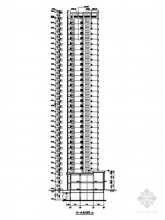 [辽宁]高层涂料外墙塔式住宅建筑施工图（含多套方案）-高层涂料外墙塔式住宅建筑立面图