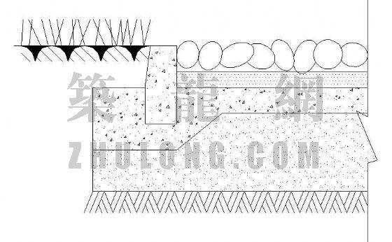 鹅卵石园路节点做法资料下载-卵石地面与草地相交处做法