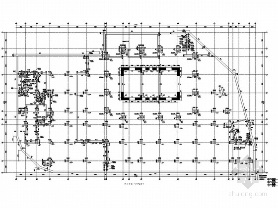 [广东]75层（含钢结构伸臂桁架）型钢混凝土框架核心筒结构超高层综合楼结构施工图（330米）-地下 5层柱、剪力墙模板图 