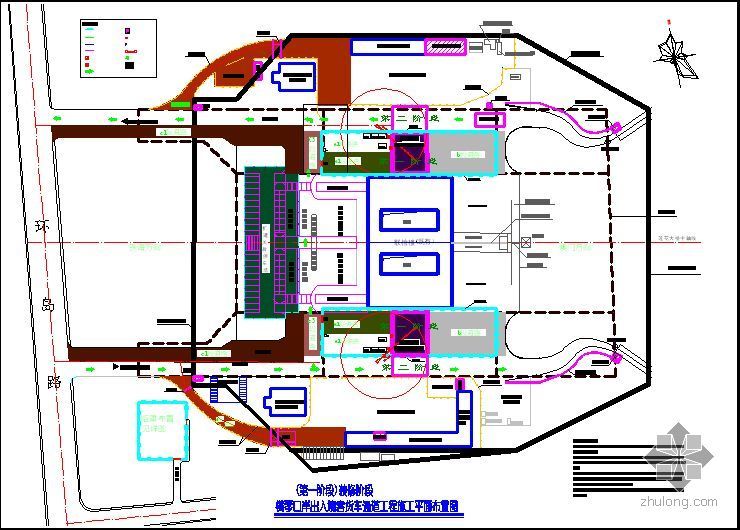 彩板房CAD图资料下载-广东某出入境关口项目施工平面布置图（土建 装修）