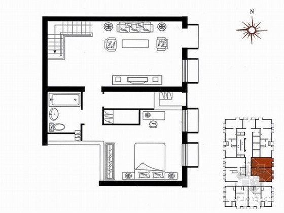 建筑户型平面图跃层资料下载-某高层（跃层）建筑设计户型方案图集