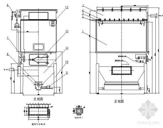 脉冲袋式除尘器CAD资料下载-MC60-I型脉冲袋式除尘器设计图