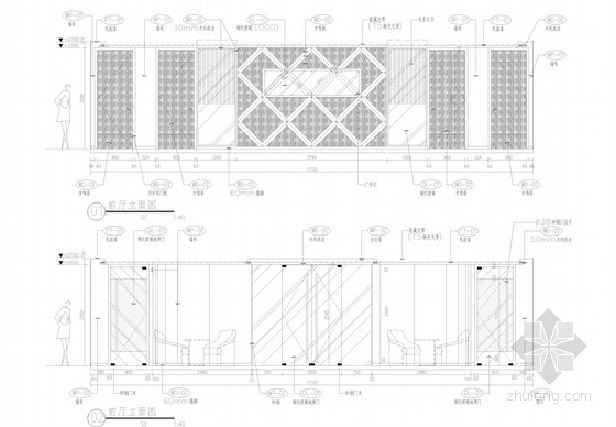 [上海]知名设计公司设计现代商业办公空间施工图（含概念方案设计文本）-[上海]知名设计公司设计现代商业办公空间施工图立面图 