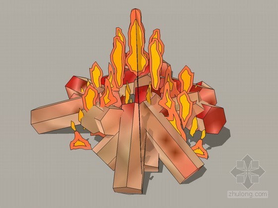 稳定燃烧工况资料下载-燃烧的木柴sketchup模型