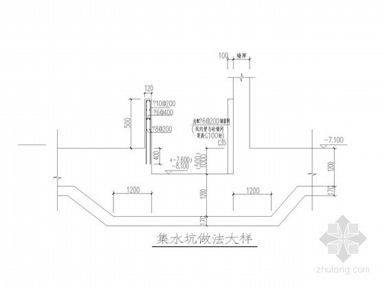 集水坑大样资料下载-[河北]11层框架剪力墙结构住宅楼集水坑大样