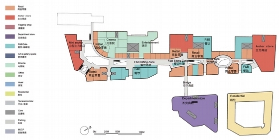 [湖北]滨江地区现代风格商业综合体建筑设计方案文本-滨江地区现代风格商业综合体建筑平面图