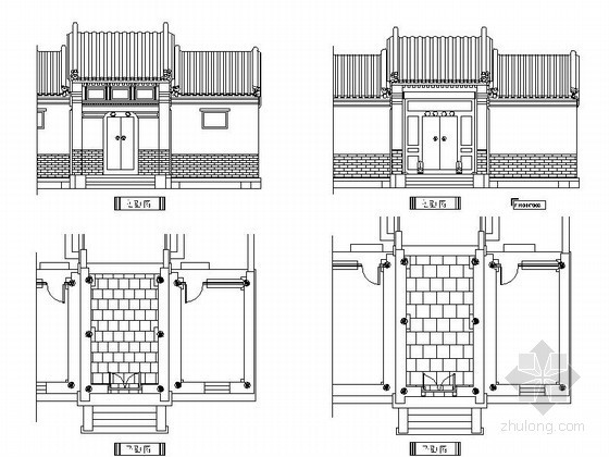 中式建筑构件CAD资料下载-中式古典大门CAD图块下载